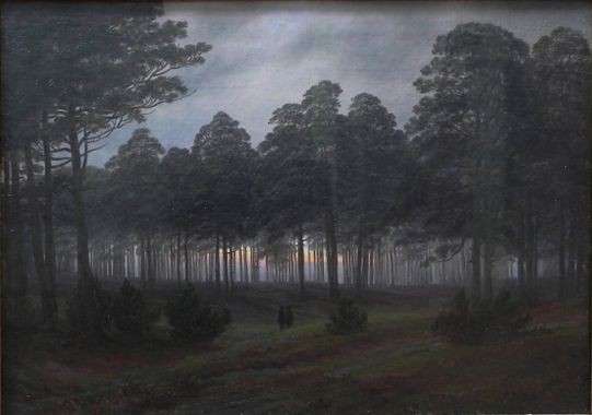 <em>Le Soir</em>, Caspar David Friedrich, huile sur toile, 1821.