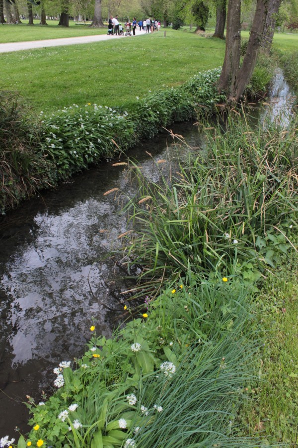 Des berges très dessinées, urbaines, offrant de multiples usages et la possibilité de comprendre les fluctuations des volumes des cours d’eau ; Parc de Vizille (crédit : Omnibus)