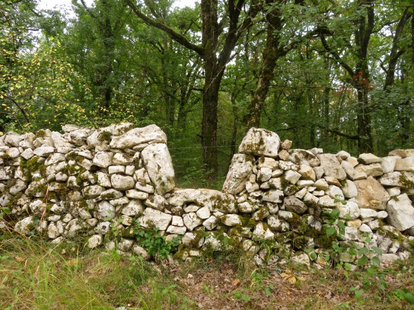 Du mobilier conçu avec des ressources provenant du site lui-même - assises intégrées et réalisées avec les ressources locales, Bach (Lot), réalisé par l’association 1000 Mains à la pâte dans le cadre de chantier de réhabilitation de murets en pierre sèche typiques des Causses du Quercy